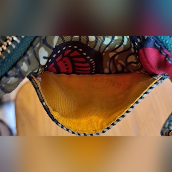 MZ Wallace Green Paisley Nylon & Leather Boho Casual Neutral Wristlet Purse Bag - Picture 4 of 6